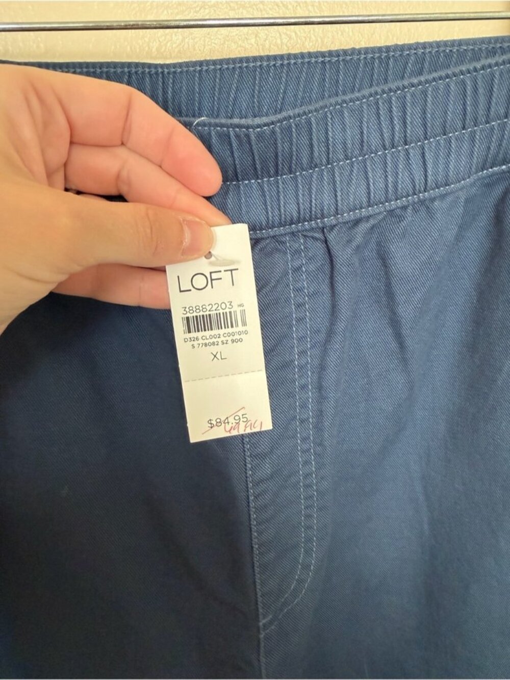 Pull On Barrel Pants in Twill in Lakeside Night - Picture 4 of 5